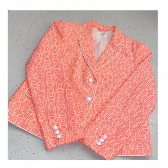 The Academy Blazer in bright coral and white size L 12 - Picture 2 of 5